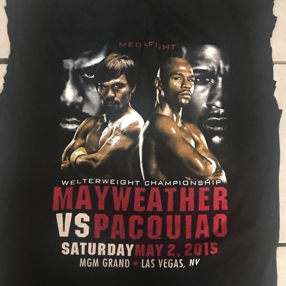 Men’s Floyd Mayweather Vs Manny Pacouiao Tank Sleeveless T-Shirt Sz Large - Picture 1 of 10